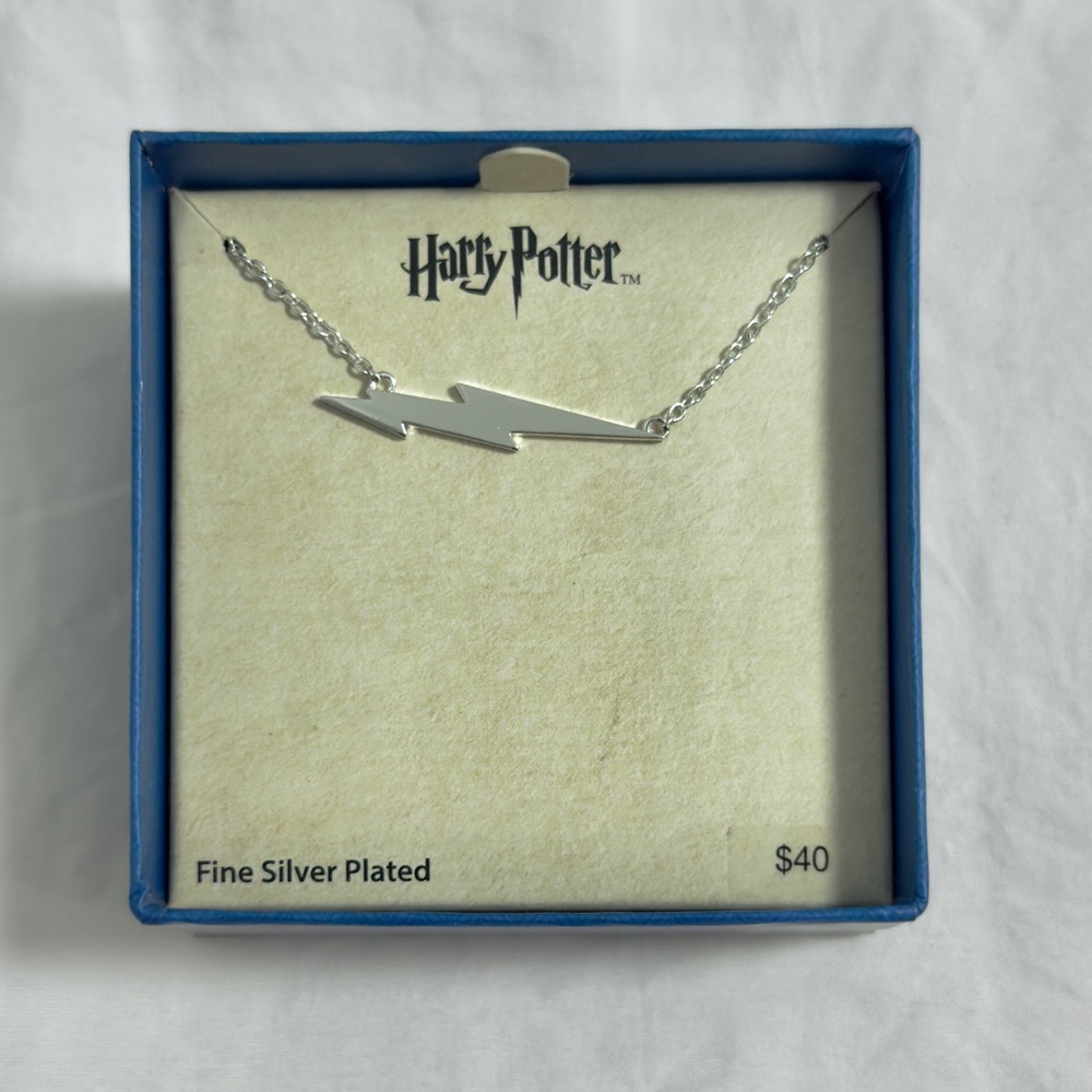 Harry Potter Silver Lightning Bolt Necklace Silver Plated
